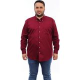 Tousus Erkek Büyük Beden Bordo Pamuk Düğmeli Yaka Cepli Uzun Kol Gömlek 6651 - 5XL