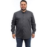 Tousus Erkek Büyük Beden Füme Pamuk Düğmeli Yaka Cepli Uzun Kol Gömlek 6601 - 4XL