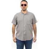 Tousus Erkek Büyük Beden Gri Renk Pamuk Hakim Yaka Cepli Kısa Kol Gömlek KK-8015-TSS - 4XL