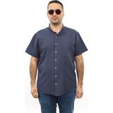Tousus Erkek Büyük Beden Lacivert Renk Pamuk Hakim Yaka Cepli Kısa Kol Gömlek KK-8018-TSS - 4XL