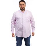 Tousus Erkek Büyük Beden Lila Pamuk Düğmeli Yaka Cepli Uzun Kol Gömlek 516 - 4XL