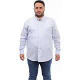Tousus Erkek Büyük Beden Mavi Pamuk Düğmeli Yaka Cepli Uzun Kol Gömlek 330 - 6XL