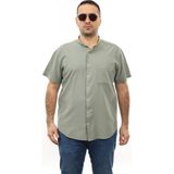 Tousus Erkek Büyük Beden Mint Yeşili Pamuk Hakim Yaka Cepli Kısa Kol Gömlek KK-8012-TSS - 4XL
