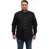Tousus Erkek Büyük Beden Siyah Pamuk Düğmeli Yaka Cepli Uzun Kol Gömlek - 6XL