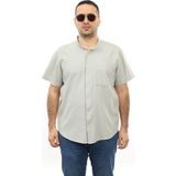 Tousus Erkek Büyük Beden Taş Renk Pamuk Hakim Yaka Cepli Kısa Kol Gömlek KK-8009-TSS - 3XL - Taş Rengi