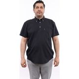 Tousus Erkek Büyük Beden Yarım Patlı Siyah Kot Pamuk Düğmeli Yaka Cepli Kısa Kol Gömlek Kk-8030-Tss - 5XL
