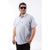 Tousus Kısa Kol Açık Mavi-Beyaz Pamuk Erkek Gömlek KK-8049-TSS - 4XL