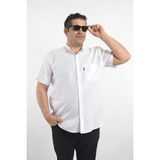 Tousus Kısa Kol Beyaz Keten Hakim Yakaerkek Gömlek KK-8079-TSS - 4XL