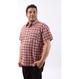 Tousus Kısa Kol Ekose Pamuklu Erkek Gömlek KK-8058-TSS - 7XL - Bordo
