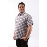 Tousus Kısa Kol Ekose Pamuklu Erkek Gömlek KK-8062-TSS - 2XL - Bordo