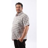 Tousus Kısa Kol Ekose Pamuklu Erkek Gömlek KK-8063-TSS - XL - Bej