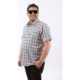 Tousus Kısa Kol Ekose Pamuklu Erkek Gömlek KK-8069-TSS - 8XL - Bej