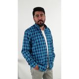 Tousus Regular Fit Pitikareli Likralı Erkek Gömlek - Turkuaz