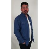 Tousus Regular Fit Western Armürlü İndigo Erkek Gömlek - XL