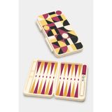 Tovo Craft Cep Boy Tavla 18x15.5 cm Seyahat Tavlası Geometrik Desenli Çanta Tipi – Altın Bordo