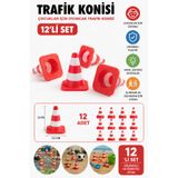 Tovo Craft Çocuklar İçin Mini Trafik Konisi Oyuncağı 12’li Set 2x2 cm 2,5 cm Eğitici Oyun Aksesuarı
