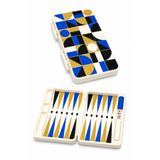 Tovo Craft Mini Boy Tavla 13x22 cm Seyahat Tavlası Geometrik Desenli Çanta Tipi – Altın Mavi