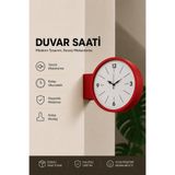 Tovo Craft Modern Yuvarlak Çift Taraflı Duvar Saati Sessiz Mekanizmalı Turuncu Dekoratif Saat