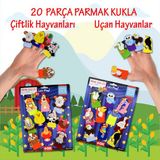 Tox 2 Set - 20 Parça Tox Çiftlik ve Uçan Hayvanlar Parmak Kukla T220 T222 - Renkli