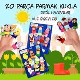 Tox 2 Set - 20 Parça Tox Evcil Hayvanlar ve Aile Bireyleri Parmak Kukla 77-1/75-2