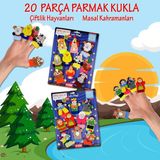 Tox 2 Set - 20 Parça Tox Masal ve Çiftik Hayvanlar Parmak Kukla T225 T220 - Renkli