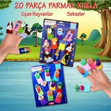 Tox 2 Set - 20 Parça Tox Sebzeler ve Uçan Hayvanlar Parmak Kukla T104 T222 - Lacivert