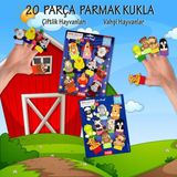 Tox 2 Set - 20 Parça Vahşi ve Çiftik Hayvanlar Parmak Kukla T781 T220 - Renkli
