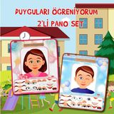 Tox 2 Set - 42 Parça Tox Kız ve Erkek Duyguları Öğreniyorum Keçe Cırtlı Duvar Panoları , Eğitici Oyuncak - Renkli