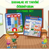 Tox 2 Set - 80 Parça Tox Rakamları ve Takvimi Öğreniyorum Keçe Cırtlı Duvar Panoları , Eğitici Oyuncak - Renkli