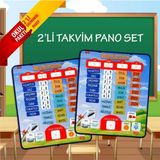 Tox 2 Set - 86 Parça Tox Takvimi Öğreniyorum Keçe Duvar Panoları , Eğitici Oyuncak - Renkli