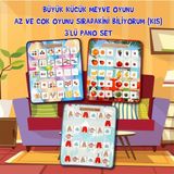Tox 3 Set - 87 Parça Tox Az - Çok , Büyük - Küçük Meyve ve Sıradakini Biliyorum Oyunu Keçe Cırtlı Duvar Panoları , Eğitici Oyuncak - Renkli