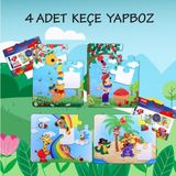 Tox 4 Set - 48 Parça Gökkuşağı ve Elmacı Ayı 3+ Keçe Yapboz