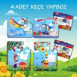 Tox 4 Set - 48 Parça Tekne Helikopter ve Elmacı Ayı 3+ Keçe Yapboz