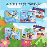 Tox 4 Set - 48 Parça Tekne Helikopter ve Gökkuşağı 3+ Keçe Yapboz