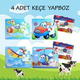 Tox 4 Set - 48 Parça Uçak Araba Tekne ve Helikopter 3+ Keçe Yapboz
