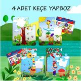 Tox 4 Set - 48 Parça Zürafa ve Elmacı Ayı 3+ Keçe Yapboz