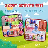 TOX TOYS 2 Set - 32 Parça Mutfak ve Yatak Odası Keçe Cırtlı Aktivite Sayfası - Çocuk Etkinlik, Eğitici Oyuncak