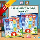 TOX TOYS 2 Set - 86 Parça İngilizce Takvimi Öğreniyorum Keçe Duvar Panoları, Eğitici Oyuncak