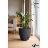 ToXA 15 Litre Antrasit Prizma Desenli Büyük Boy Tabaklı Plastik Saksı Yakamoz No6 Ø32,5x28,5cm