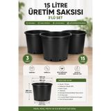 ToXA 15 Litre Üretim Saksısı Seti (30cm) Tabaksız Drenaj Delikli Siyah Plastik Fide Fidan Çiçek Yetiştirme Saksısı