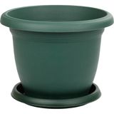 Toxa 2.5 Litre Tabaklı Mat Yeşil Küçük Boy Yuvarlak Plastik Saksı Villa No4 Ø20,5X15CM - 2,5 Litre