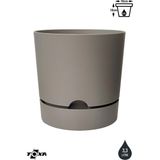 ToXA 2 Adet 3,3 Litre Begonya Saksı Seti 18cm Mat Plastik Drenajlı Tabaklı Çiçek Saksısı Set - Bej - 3,3L Set