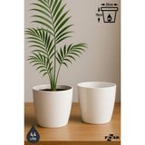 ToXA 2 Adet 4,4 Litre 20cm Kirli Beyaz Izgaralı Tabaksız Plastik Saksı Seti Yakut No3 - 4,4 Litre (Set)