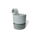 ToXA 2 Litre Gri Iksora Tek Askılı Saksı Dekoratif Balkon Saksısı Tabaklı Mat Plastik Saksı