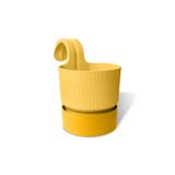 ToXA 2 Litre Sarı Iksora Tek Askılı Saksı Dekoratif Balkon Saksısı Tabaklı Mat Plastik Saksı