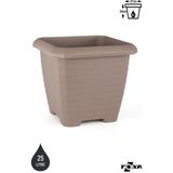ToXA 25 Litre Tabaksız Kare Büyük Boy Plastik Bahçe Çiçek Saksısı Hisar Kale No3 - 25L Tabaksız - Mocha