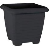 ToXA 25 Litre Tabaksız Kare Büyük Boy Plastik Bahçe Çiçek Saksısı Hisar Kale No3 - Antrasit - 25L Tabaksız