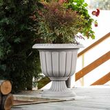 ToXA 25,3 Litre Kırık Beyaz Nergis Saksı Ayaklı Mat Plastik Nergiz Bahçe Saksısı No2 48CM - 25,3 Lite - Kirli Beyaz