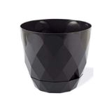 ToXA 26 Litre Antrasit Prizma Desenli Büyük Boy Tabaklı Plastik Saksı Yakamoz No6 Ø38,5x34cm