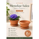 ToXA 2'li Hisar Menekşe Saksısı Seti 0,5 Litre (14cm) Tabaklı ve Drenaj Delikli Plastik Saksı
